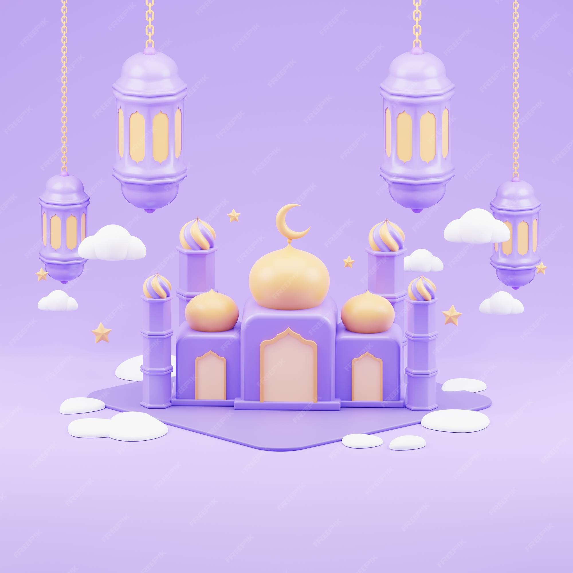 Premium Photo | Cute eid al adha mubarak islamic background 3d ...