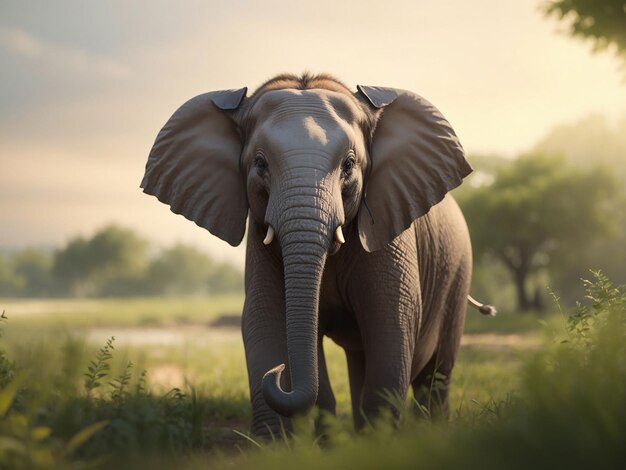 Cute elephant in nature