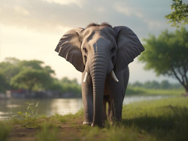 Cute elephant in nature