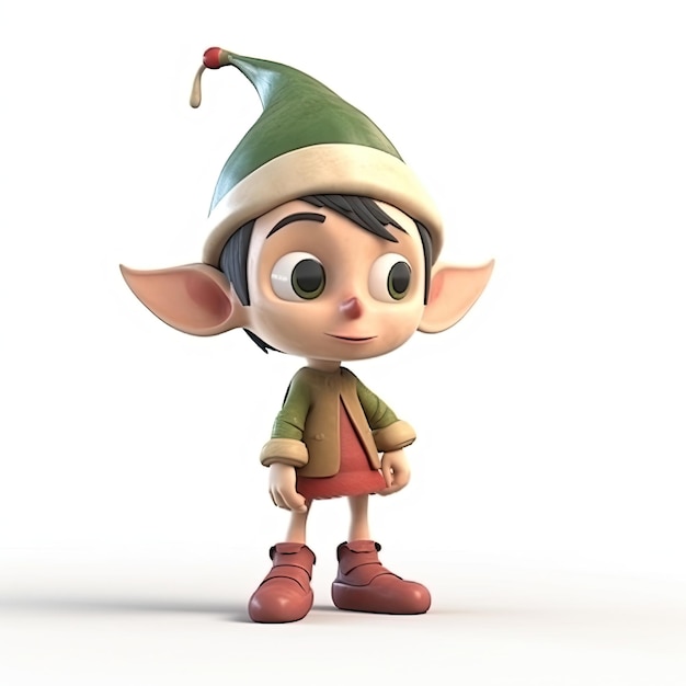 Photo cute elves or elf character in white background