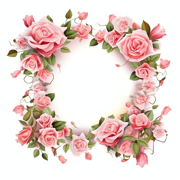 Foto acquerello carino cornice floreale di rose incantate