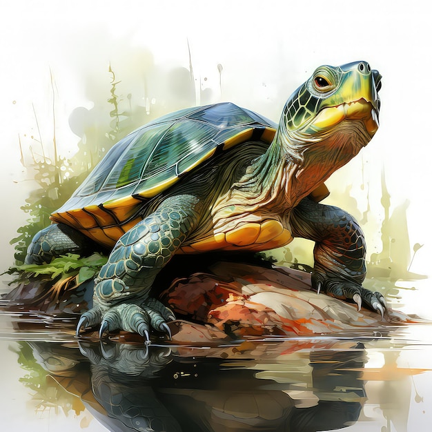 A Cute Enthusiastic Painted Turtle