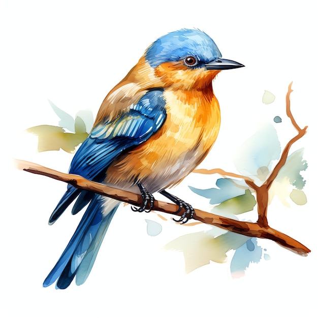 Cute Eurasian jay bird watercolor illustration clipart