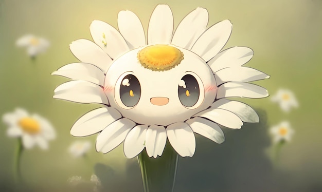 A cute face of a daisy cartoon style