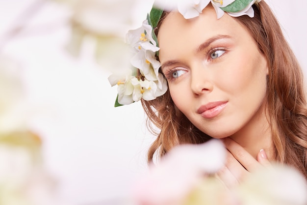 Photo cute face makeup natural floral