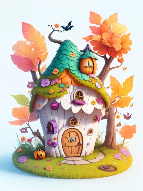 Photo cute fairy fantasy cottage house game design