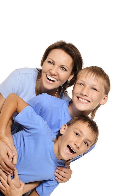 Cute family isolated on a white background