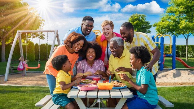 Cute family playing in a summer park