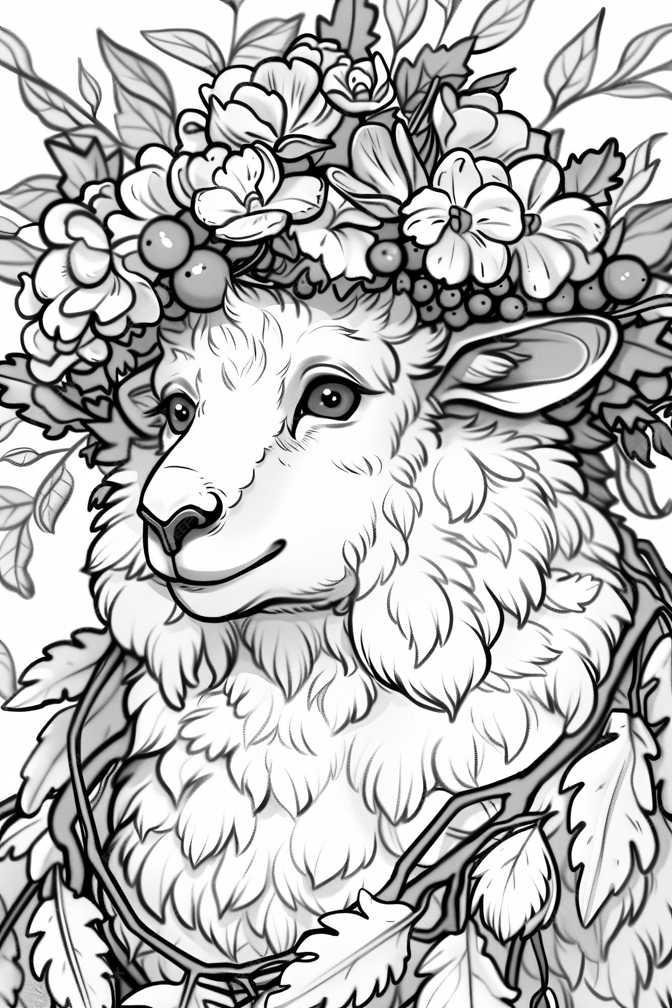 Premium Photo Cute Farm animal colouring page Sheep cartoon style