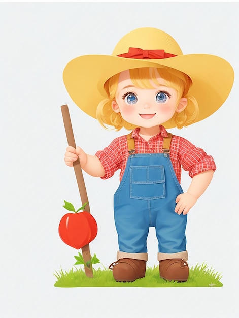 Photo cute farmer on a white background