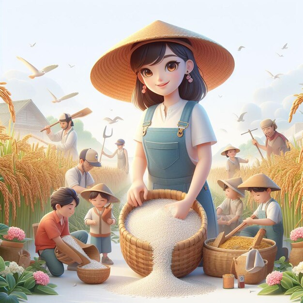 cute farmers 3d characters