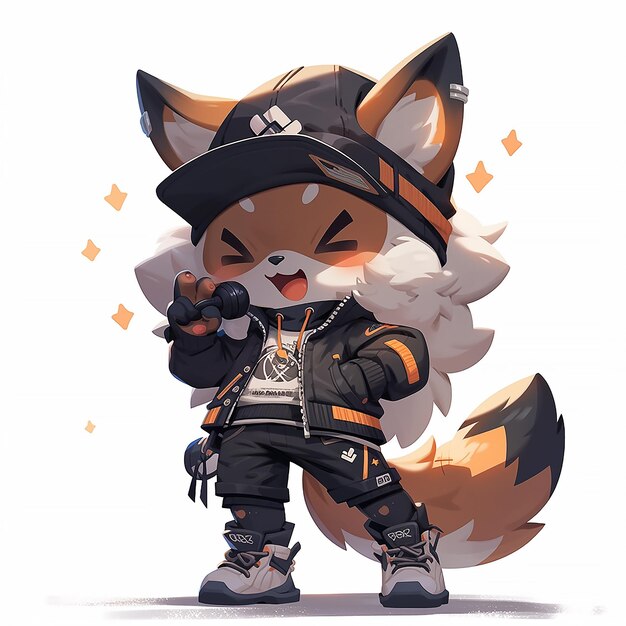 Cute fashion character chibi style hip hop clothing