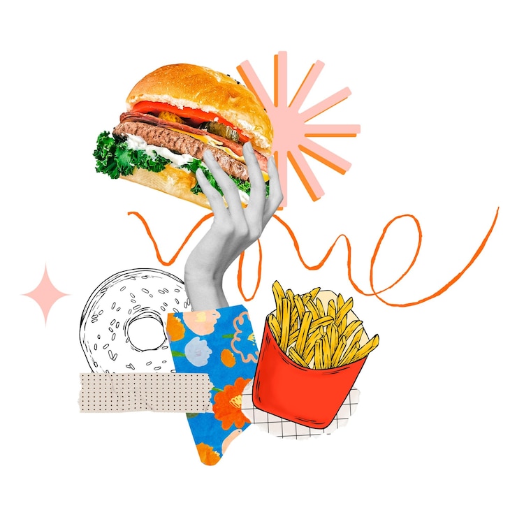 Photo cute fast food png sticker hand holding burger remix transparent background