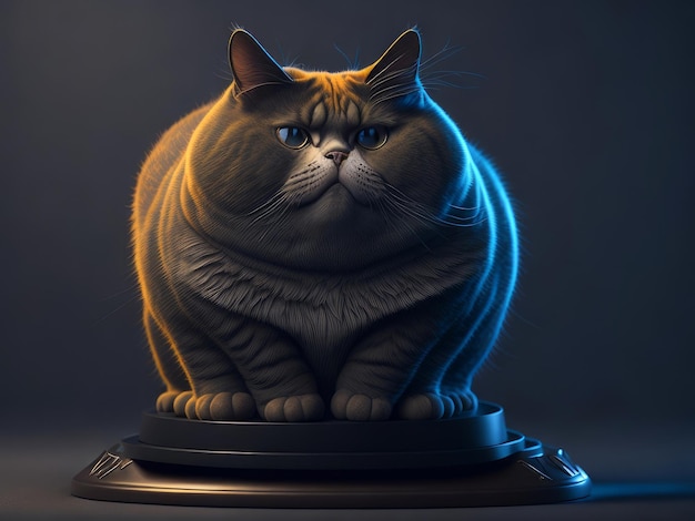 Cute fat cat standing on scales AI generated