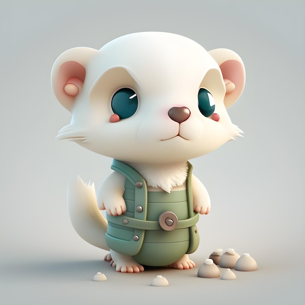 Cute ferret character design generative ai