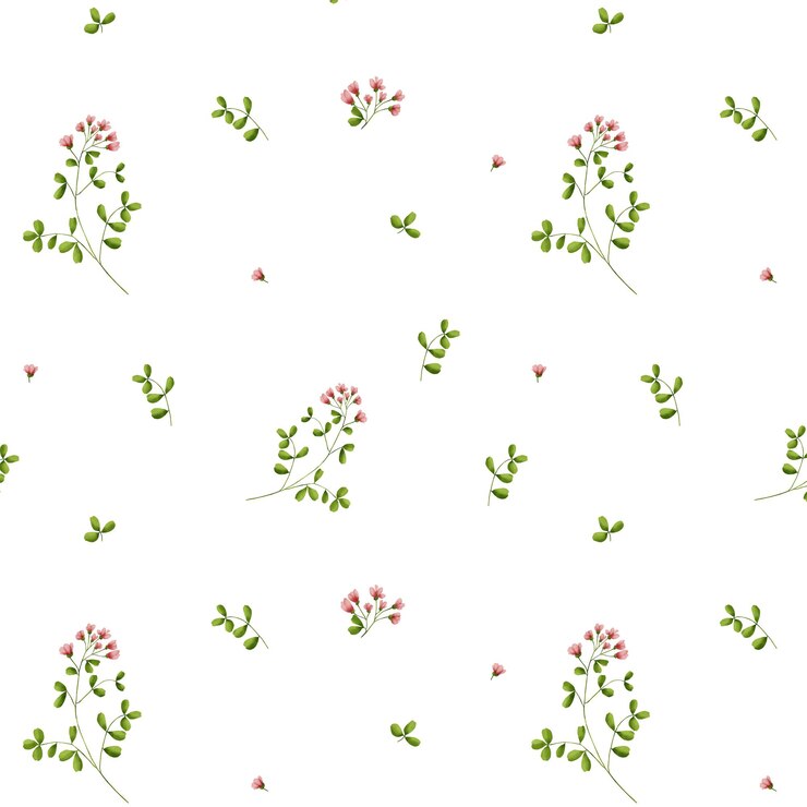 Photo cute field flowers and green leaves on a seamless pattern watercolor illustration in digital