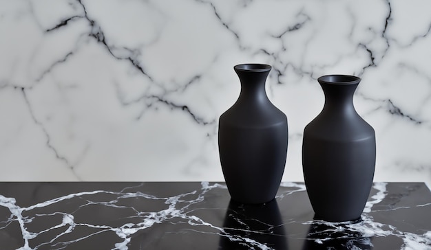 Photo cute fine black ceramic vases in high resolution