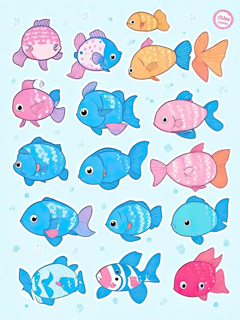 cute fish cartoon sticker