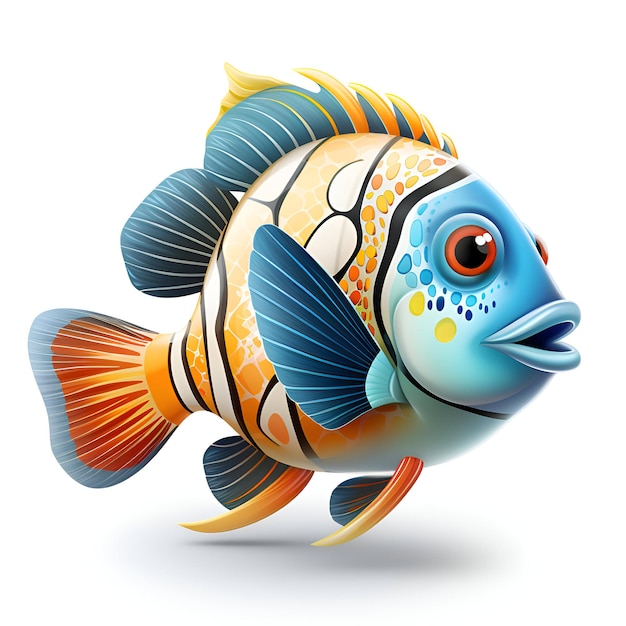 Милая рыба, изолированная на белом фоне Векторная иллюстрация Eps 10