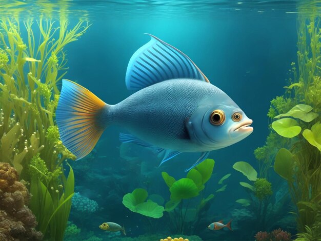 Cute fish under water