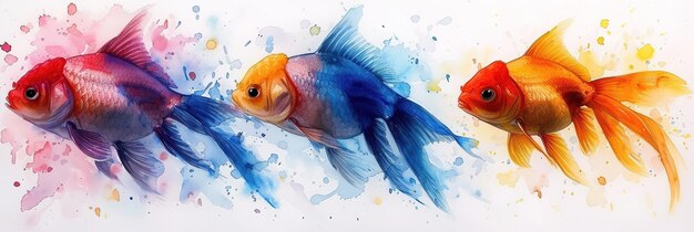 Cute fish watercolor painting