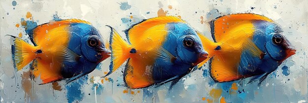 Cute fish watercolor painting