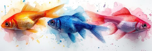 可愛い魚の水彩画