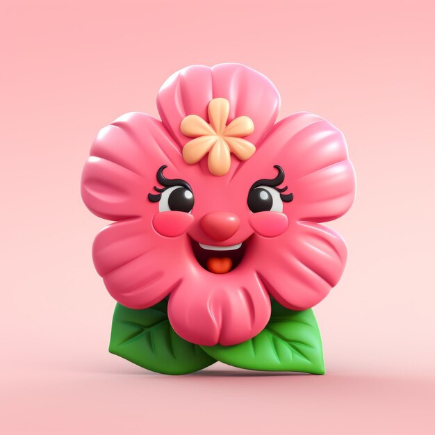 Photo cute flower character 3d model energyfilled illustrations and hyperrealistic pop