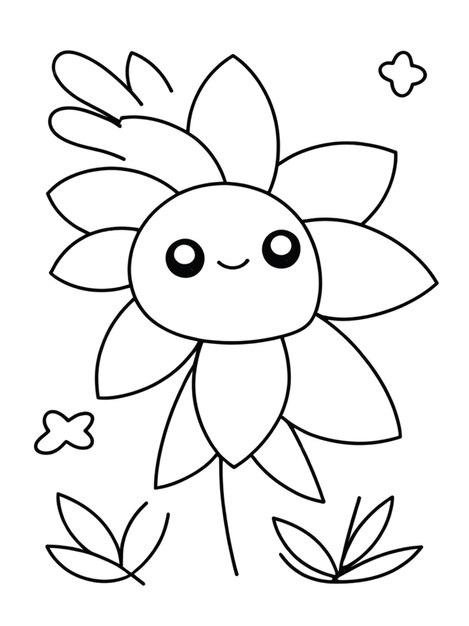 Photo cute flower coloring page