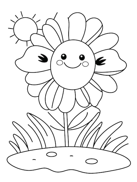 Cute flower coloring page