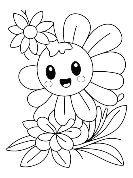 Cute flower coloring page