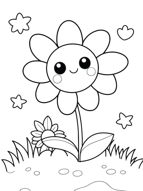 Cute flower coloring page