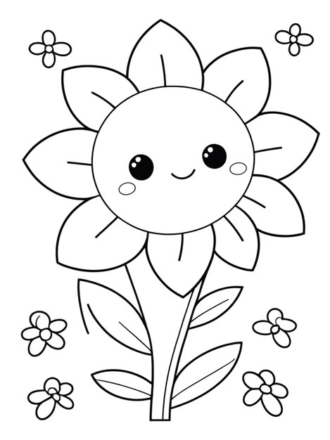 Cute flower coloring page