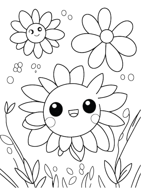 Cute flower coloring page