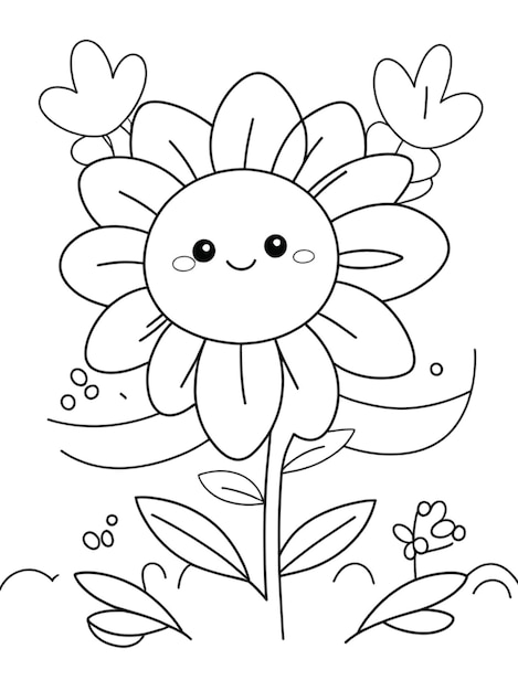 Cute flower coloring page