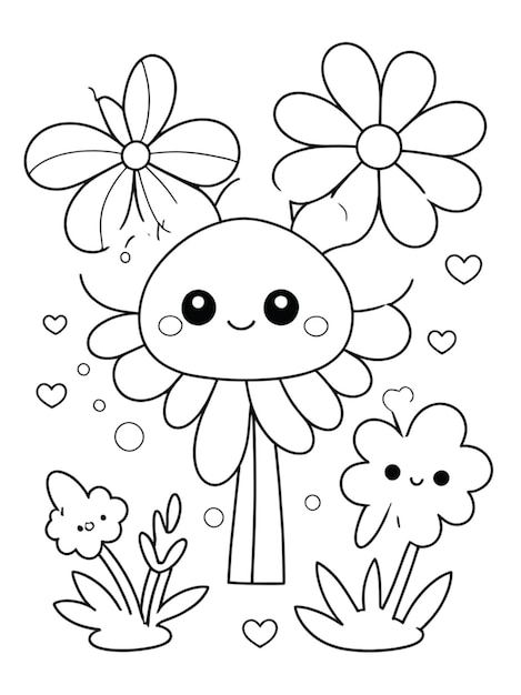 Photo cute flower coloring page