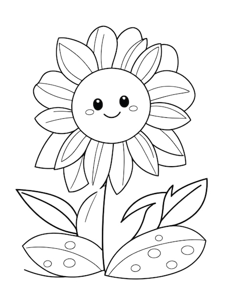 Cute flower coloring page