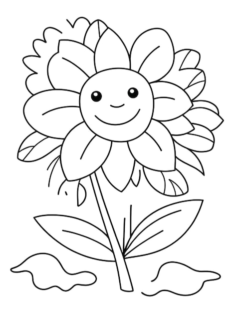 Photo cute flower coloring page