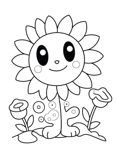 Cute flower coloring page