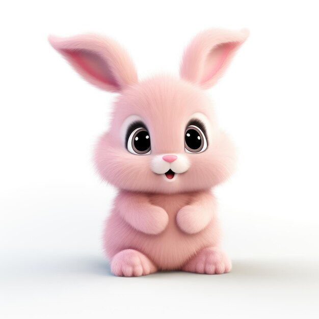 Cute fluffy bunny Easter Concept Realistic illustration