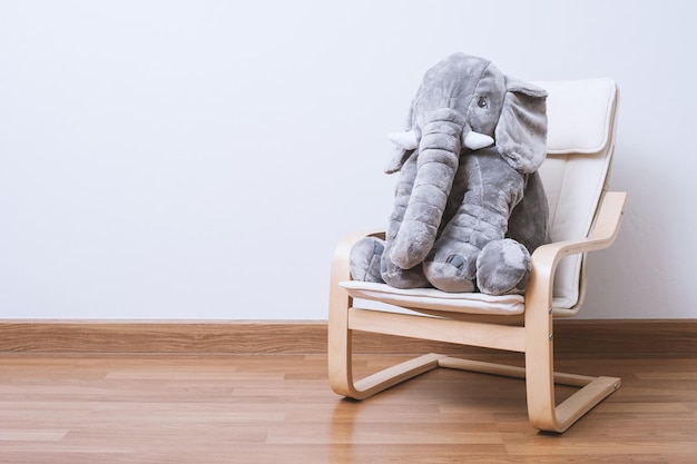 Cute fluffy elephant doll isolated on the floor