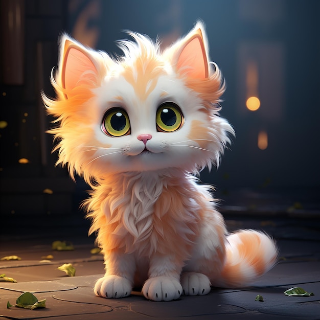 Photo cute fluffy kitten character