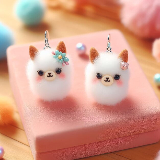 Cute fluffy lama earrings