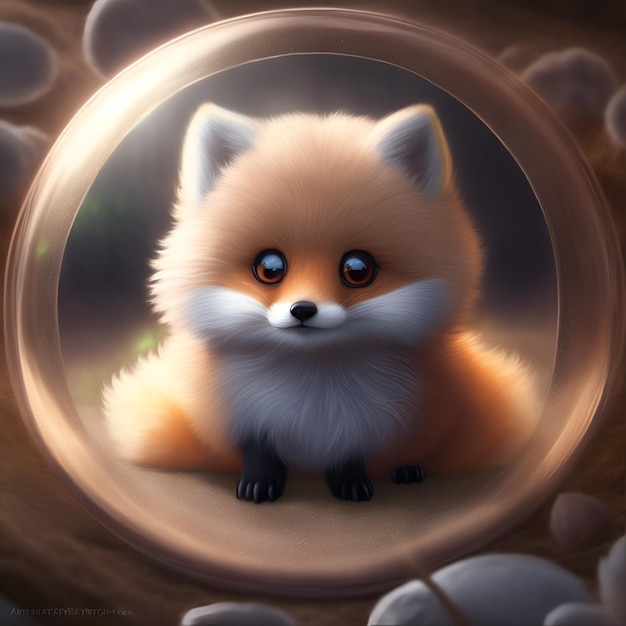 Cute fluffy little fox Generate Ai