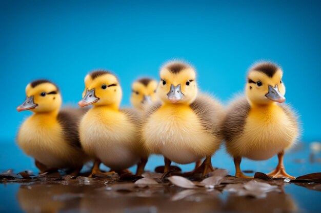 Cute fluffy small little yellow ducks