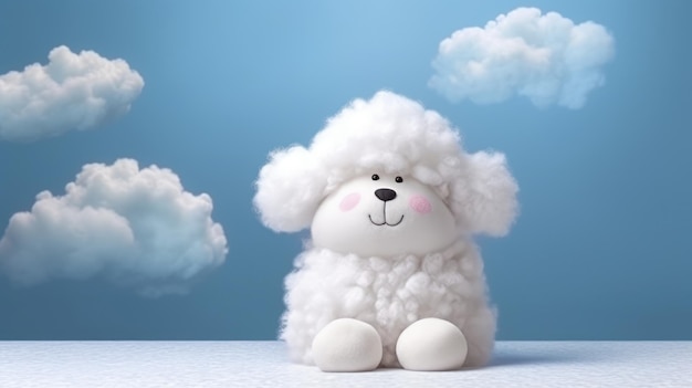 Cute fluffy toy with background for copy space