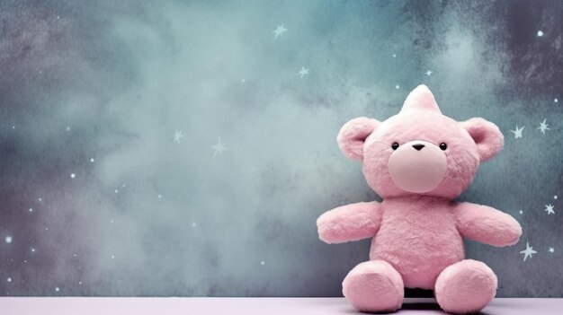 Photo cute fluffy toy with copy space background