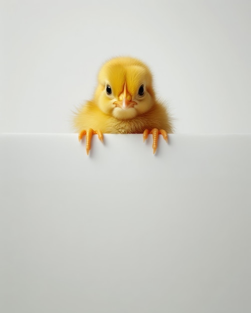 Photo cute fluffy yellow chick on white background easter concept ai generated