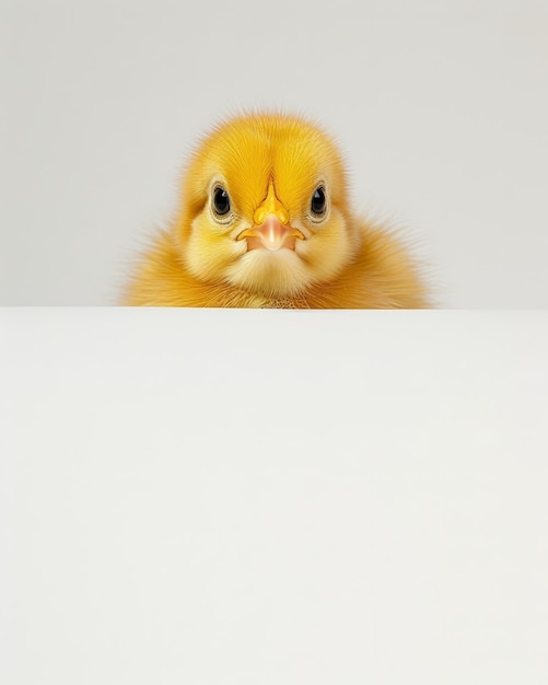 Cute fluffy yellow chick on white background easter concept ai generated