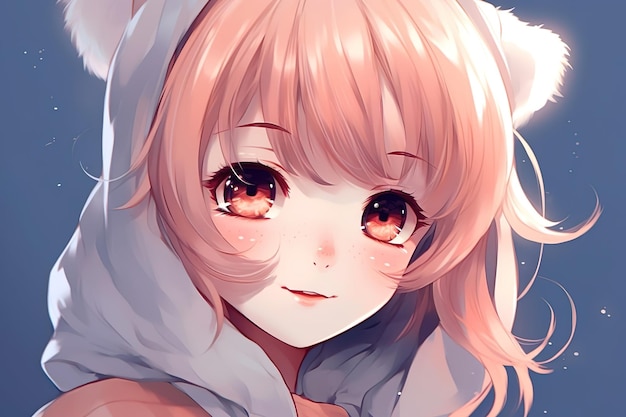 Premium Photo  Cute fluffy young anime girl generative ai